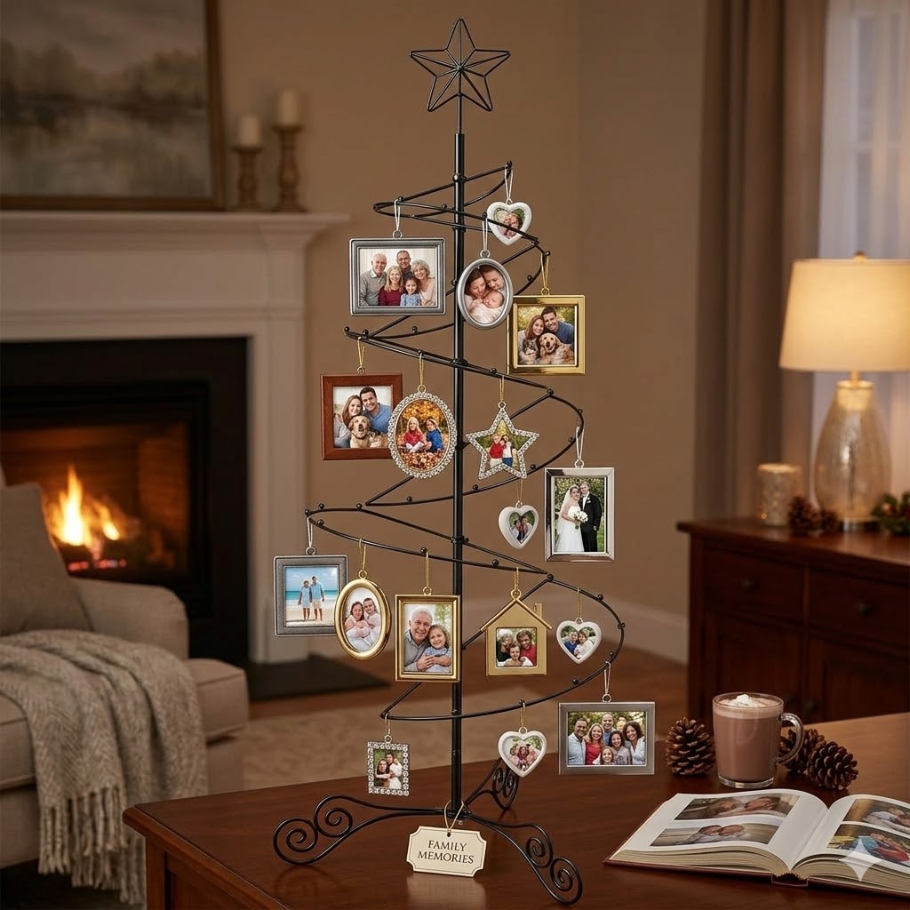 HOHIYA 3 FT Metal Spiral Christmas Tree Alternative Modern Wrought Iron Ornament Display Stand for Small Spaces 35 Hooks Hanging Tree for Holiday and Halloween Black